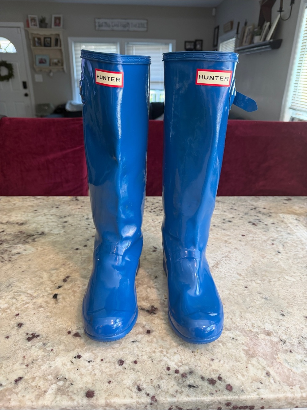 Hunter Women's Gloss Tall Rain Boots in Bright Blue